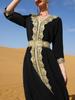 Middle Eastern Muslim Women's Embroidered Robe Loose Casual Long Ethnic Style Dress