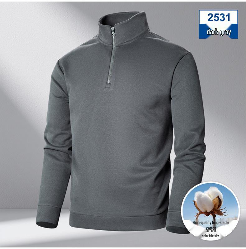 Męska bluza z kapturem, półgolf, gładka, z długim rękawem, casualowa i ciepła na jesień i zimę.