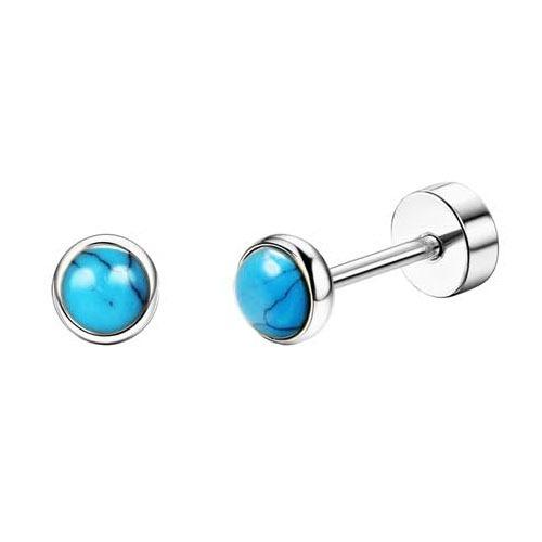 Florideco 1Pair Hypoallergenic Flat Back Stud Earrings for Women Men Surgical Stainless Steel Cartilage Studs Earrings Piercing