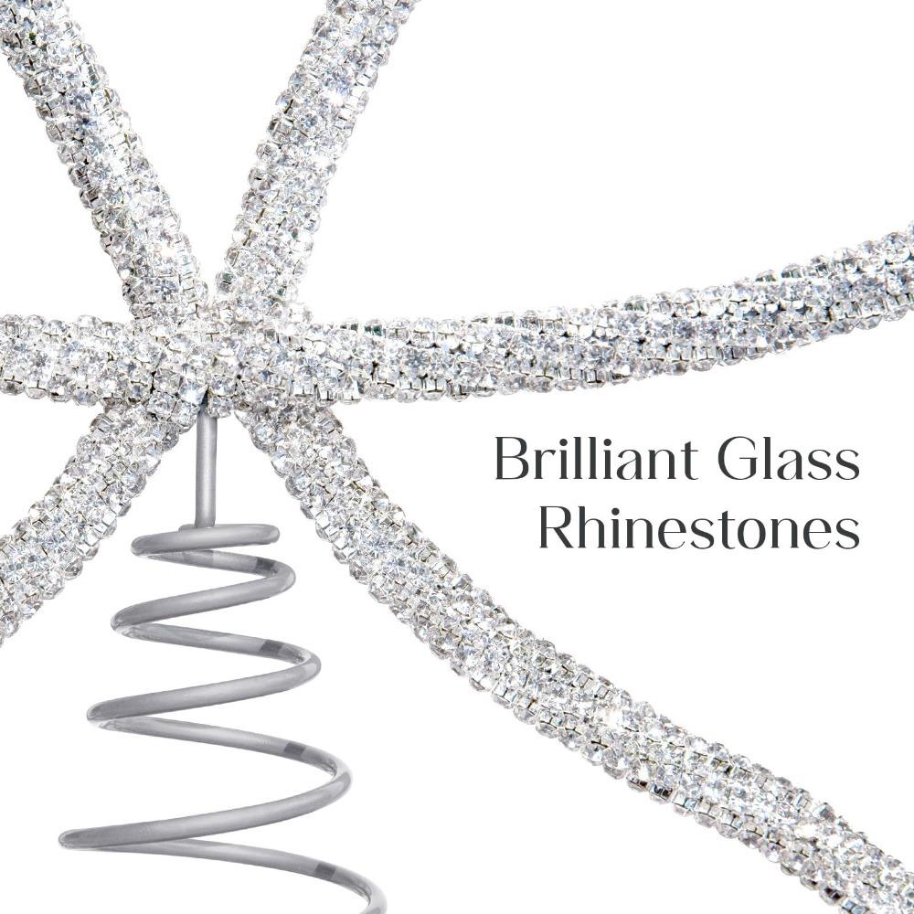 Rhinestone Bow Christmas Tree Topper Metal Gold/Silver Xmas Tree Ornament Decorative Props Extra Large Christmas Decoration