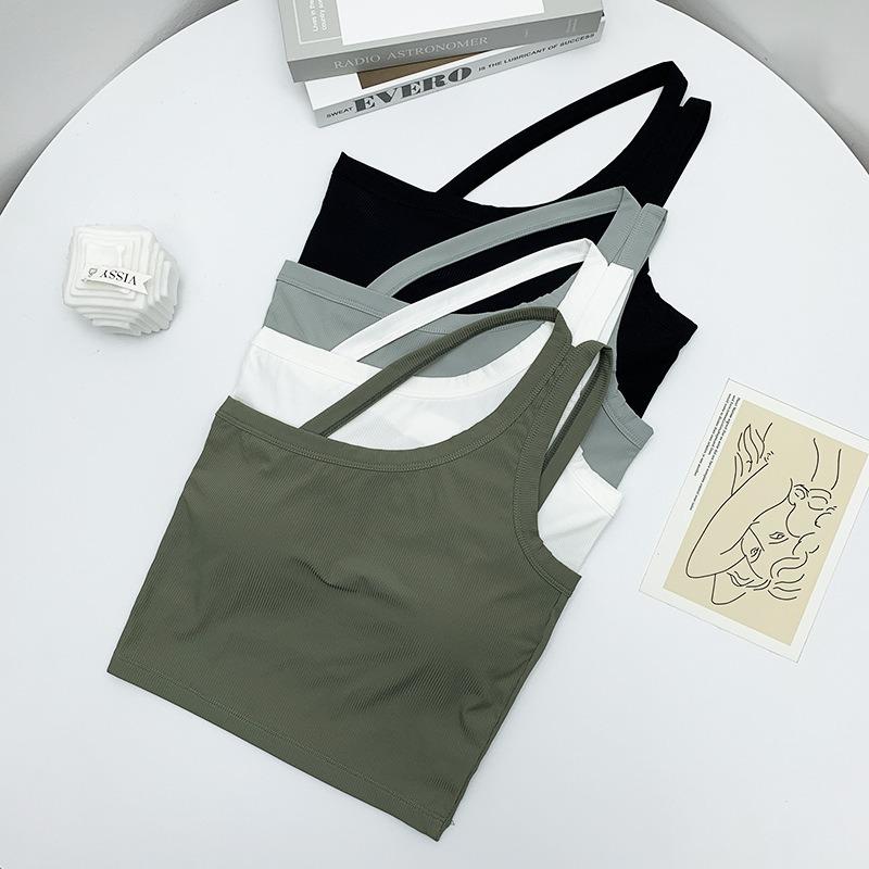 Asymmetric Off Shoulder Camisole with Built In Bra Back Detail Design