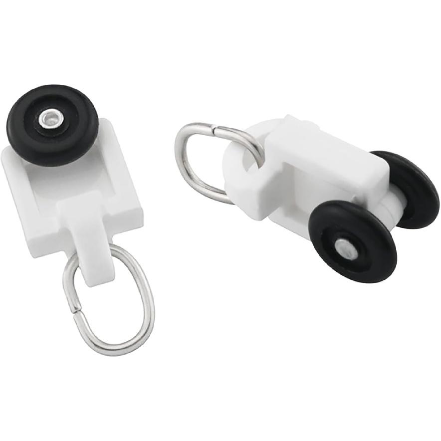 50PCS Curtain Black Roller Hooks Track Glider Hooks Silent Glider Roller Ballerised Window Shower Curtain Track Ceiling Glider