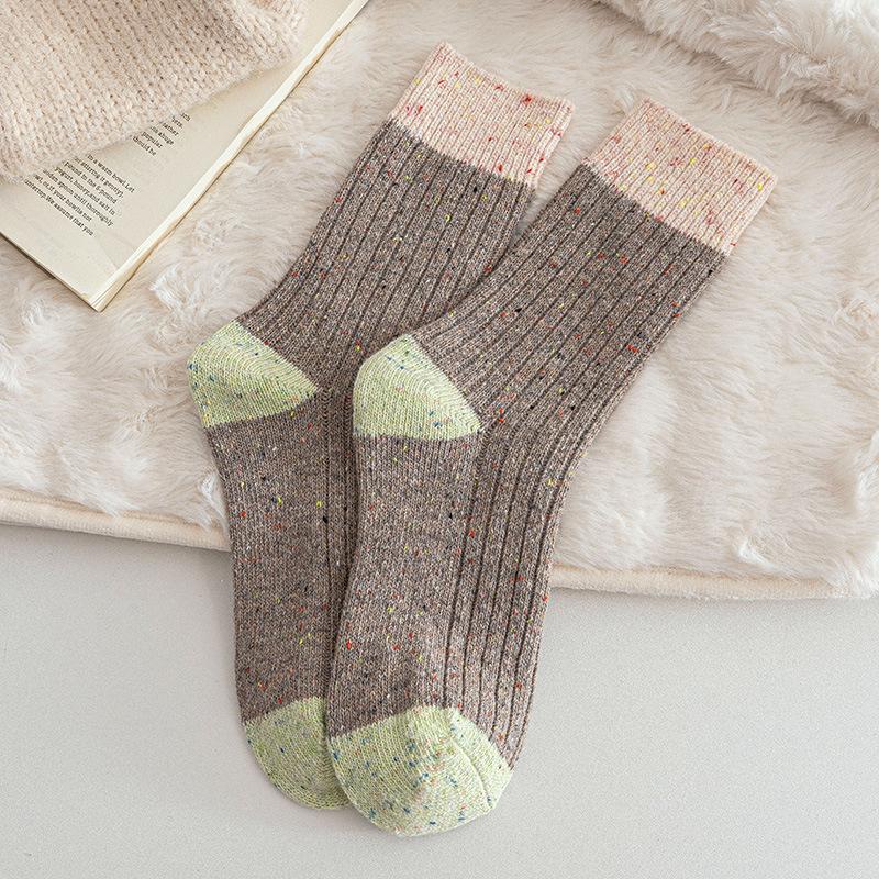 Winter and Autumn Wool Socks - Children's Mid-Calf Socks with Padding and Thickening for Warmth and Colorful Plush Socks for Women in Wool