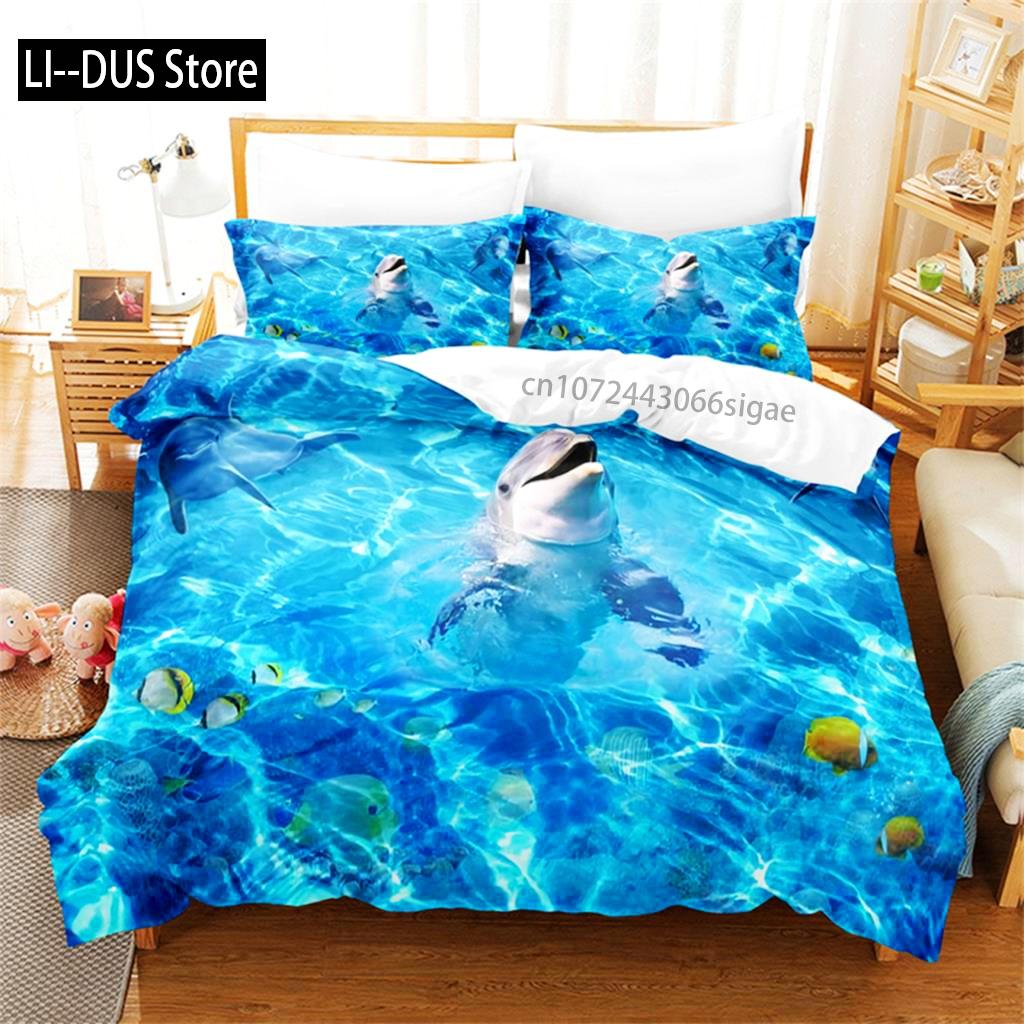 

Blue Dolphin Design Bedding Set Duvet Cover Set 3d Bedding Digital Printing Queen Size Bedding Set Fashion Design EU single(135x200cm)