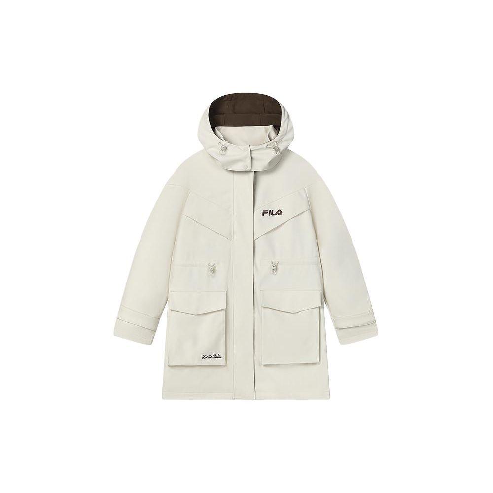 

Fila Однотонная свободная ветровка средней длины с капюшоном Женская верхняя одежда Кипенно-белый F11W419704F-WT S