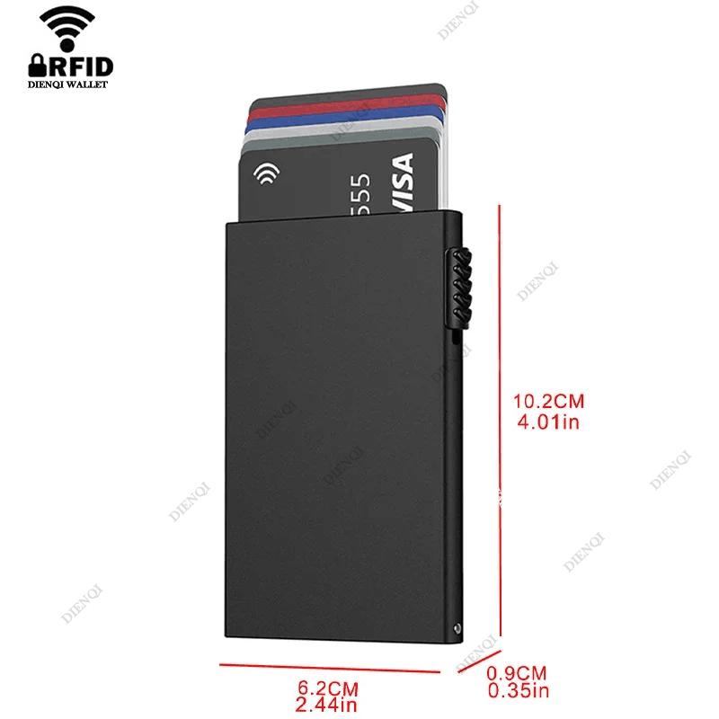 Rfid Credit Card Holder Smart Wallets Men ID Bank Cardholder Case Metal Thin Slim Pop Up Aluminium Minimalist Wallet Gift