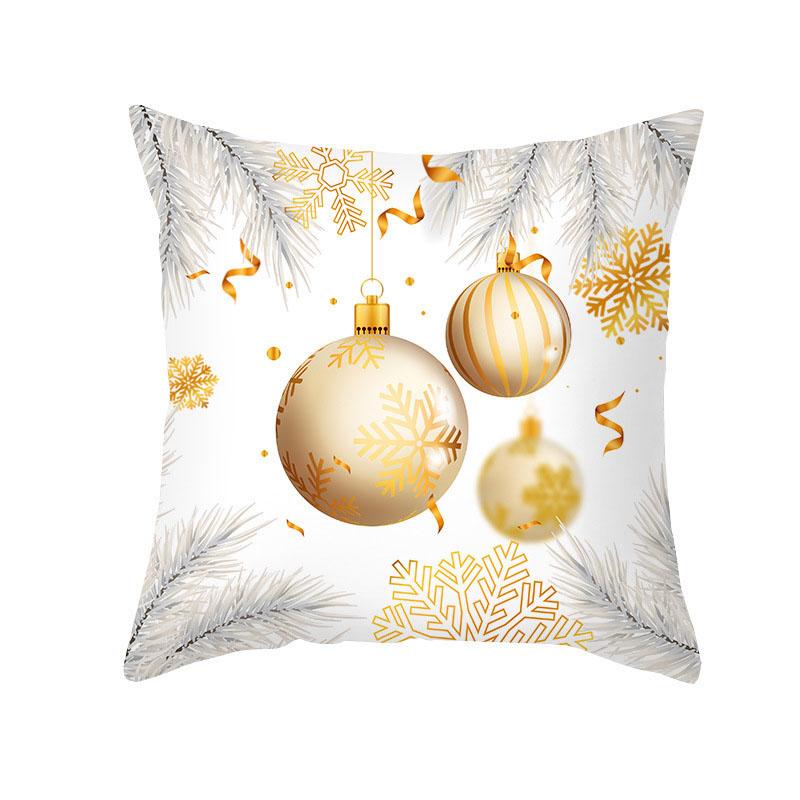Home Christmas Decoration Pillowcase Merry  Platinum Ball Print  Living Room Sofa Cushion Cover Holiday Gift