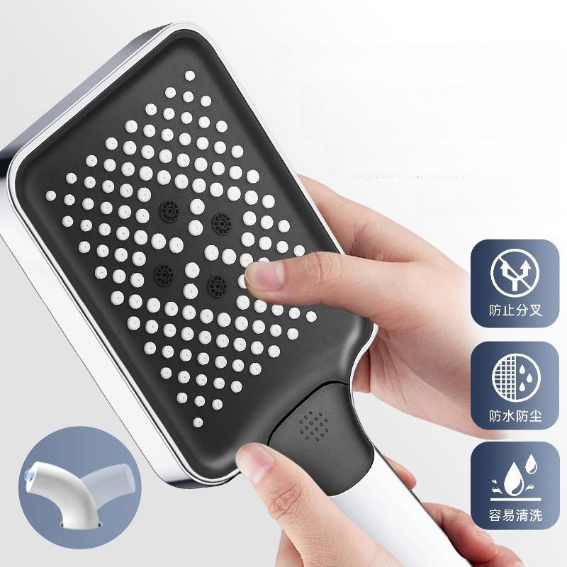 Shower Head, Pressure-boosting Shower Nozzle, Large Water Output Silicone Anti-clogging Shower Head with Three-level Adjustment