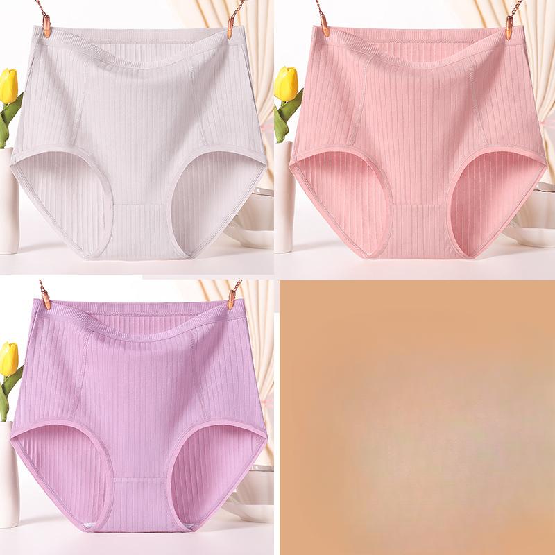 Plus Size Women's Red Middle Aged Mom Cotton High Waisted Panties