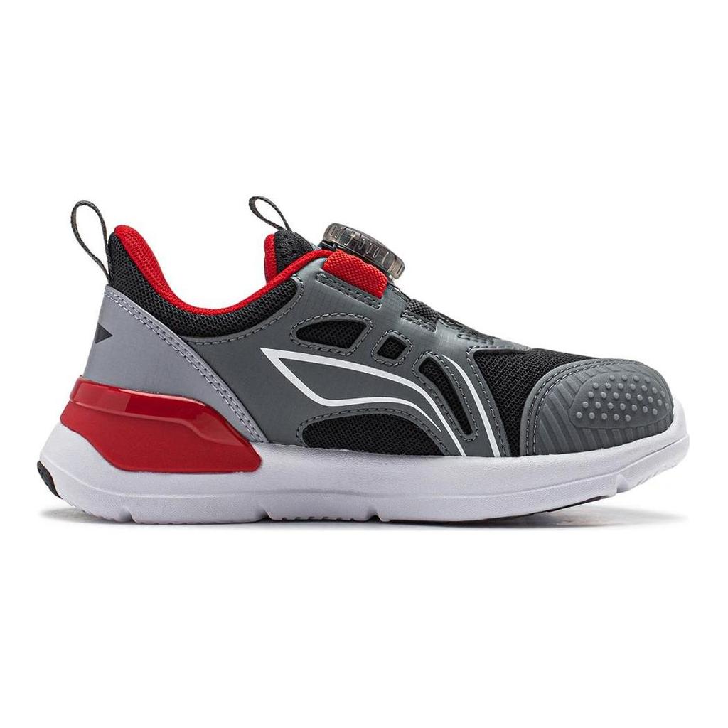 Li Ning Kids Shield Comfortable Non-Slip Wear-Resistant Low-Top Casual Shoes Kids Sneaker Black Gray Red YKNU016-1