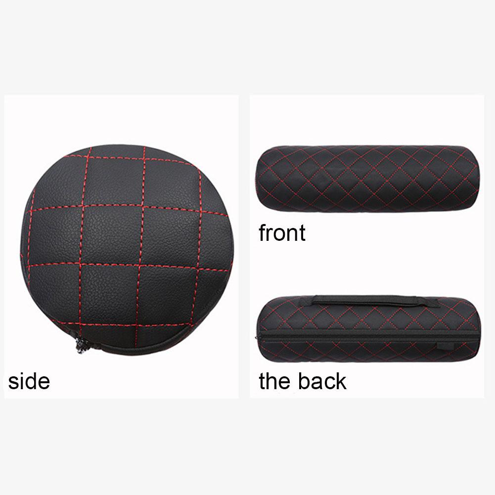 Car Seat Neck Pillow Headrest PU Leather Memory Foam Breathable Cervical Cylindrical Pillow Office Chair Headrest Universal