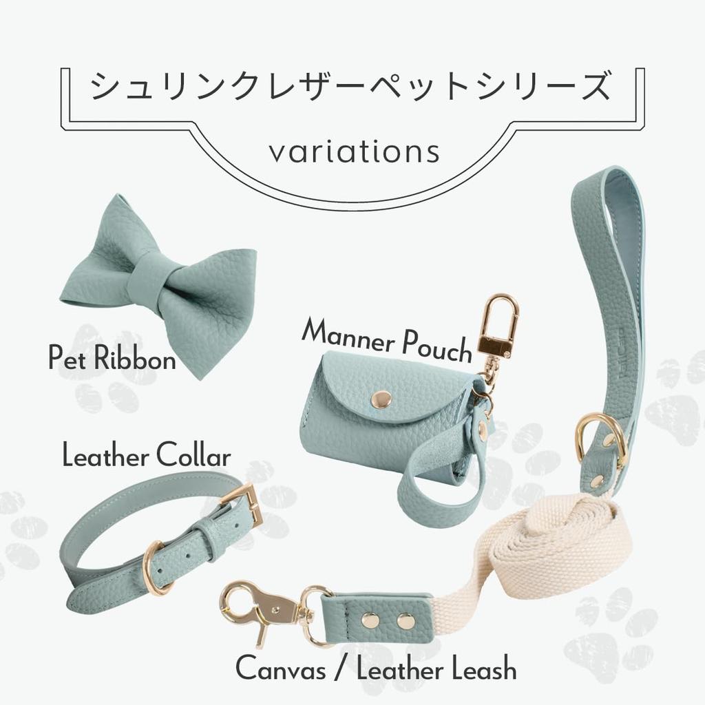 Lead for small and made of plain for double attaches to ivory A [RafiCaro] dogs, medium-sized dogs, cowhide, stylish, flat, weave, durable,