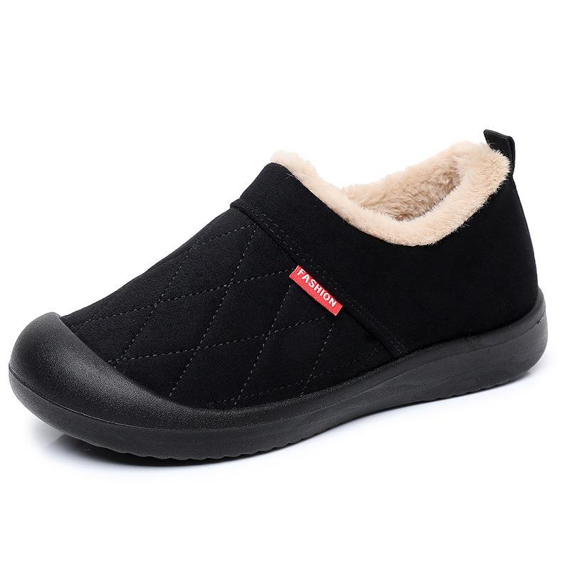Bottes de neige d'hiver à enfiler pour femmes, chaussures décontractées confortables doublées de fausse fourrure en daim, bottines chaudes à enfiler avec semelles intérieures à mémoire de forme pour femmes