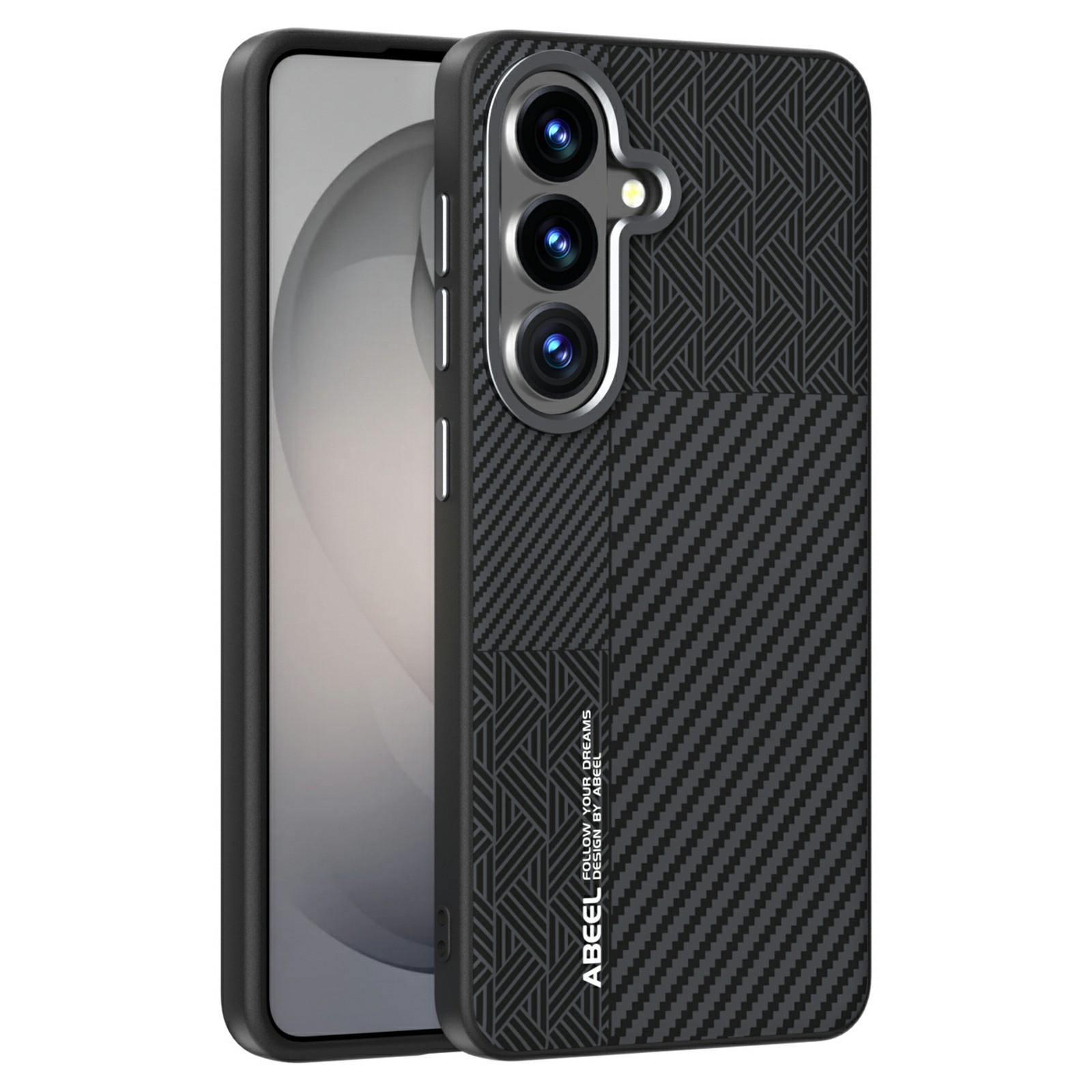 ABEEL Магнитный чехол для Samsung Galaxy S26+ PC + TPU + Алюминиевый сплав + ПУ кожа Тонкая задняя крышка телефона