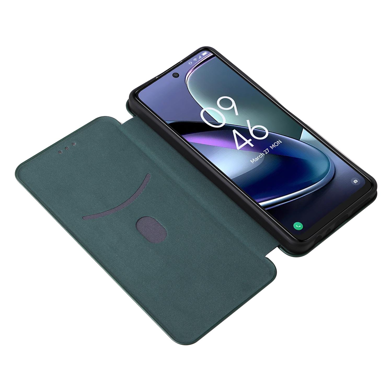 

For TCL 50 5G Leather Case Carbon Fiber Texture Stand Magnetic Closing Phone Cover Rose Gold