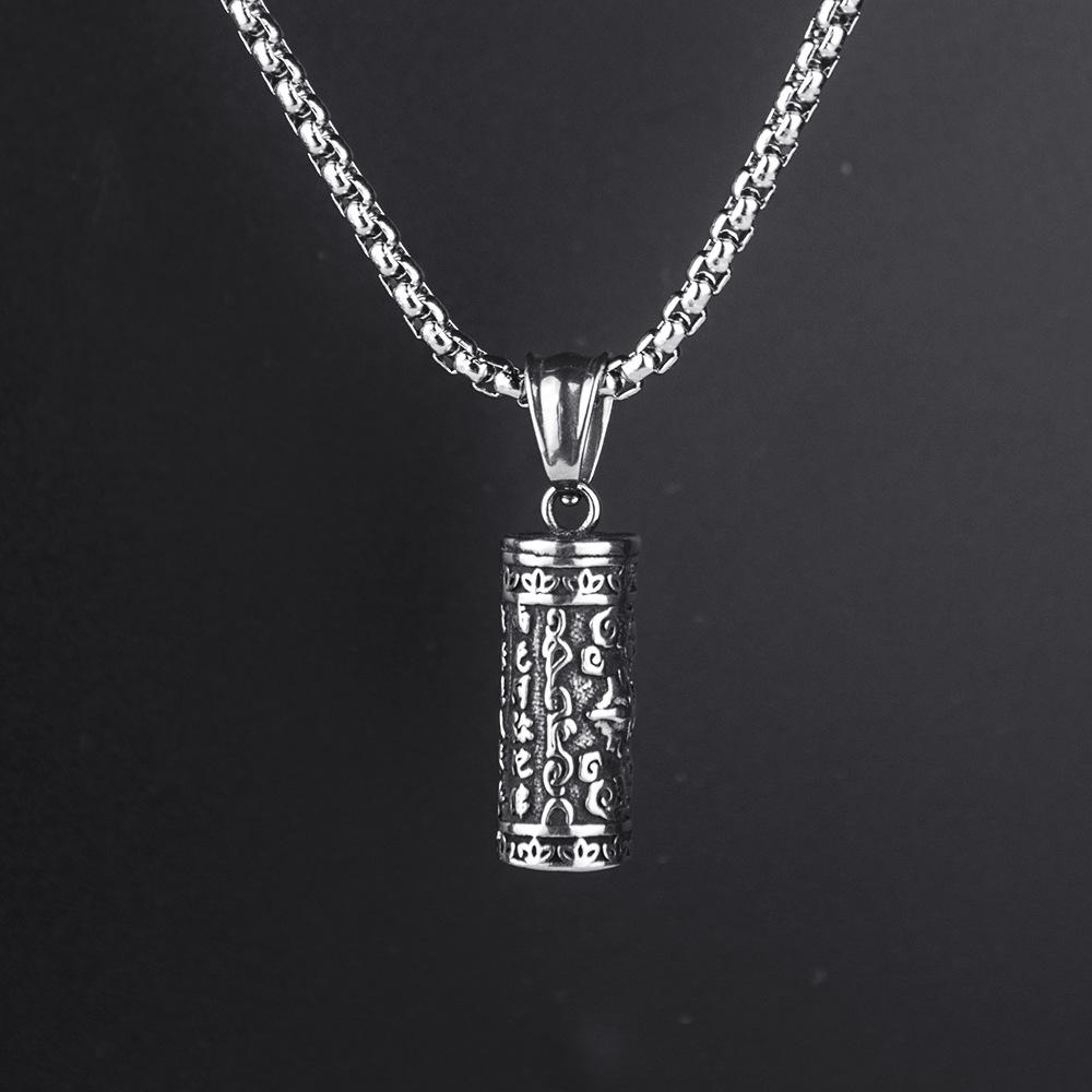 European and American Titanium Steel Necklace Men's Hip Hop Bounce Di Mantra Pendant Pendant ,A Gift for My Boyfriend