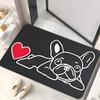 french bulldog heart love pet dog cartoon doormat cute animal design home entrance floor mat playful dog lover rug