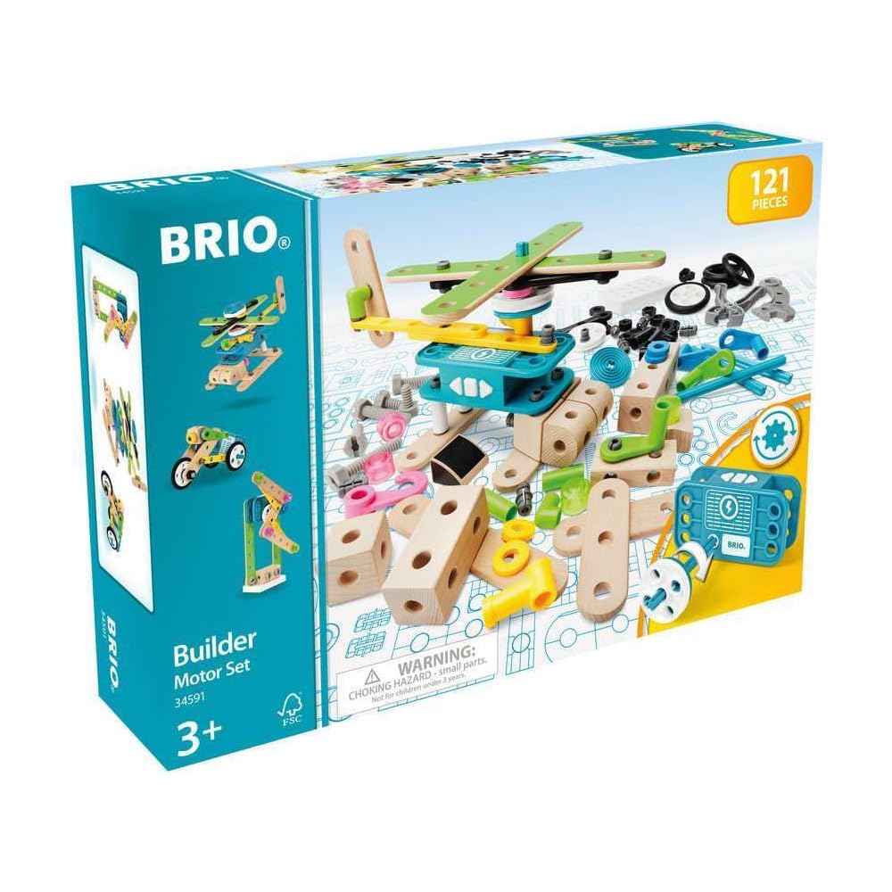 Brio Builder Motor Set 34591 121 Pieces Wooden Toy for Ages 3 and Up Construction Play