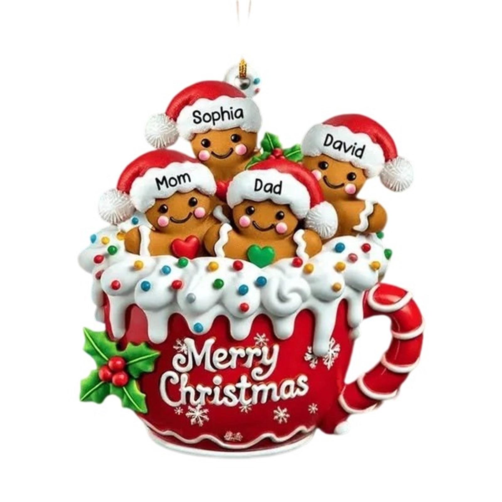 

Рождественские украшения Персонализированная подвеска в виде пряничной семьи Подвеска Рождественское украшение Подвеска One Size