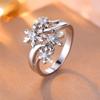Cute Female White Zircon Stone Snowflake Finger Ring Vintage Silver Color Wedding Band Bridal Jewelry For Women