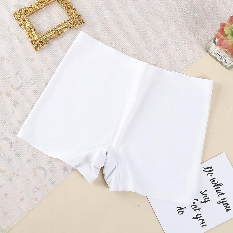 Ice Silk Seamless Mid-Waist Boyleg Underwear: Breathable Cotton Crotch, Plus Size, Women's Anti-Exposure Safety Shorts