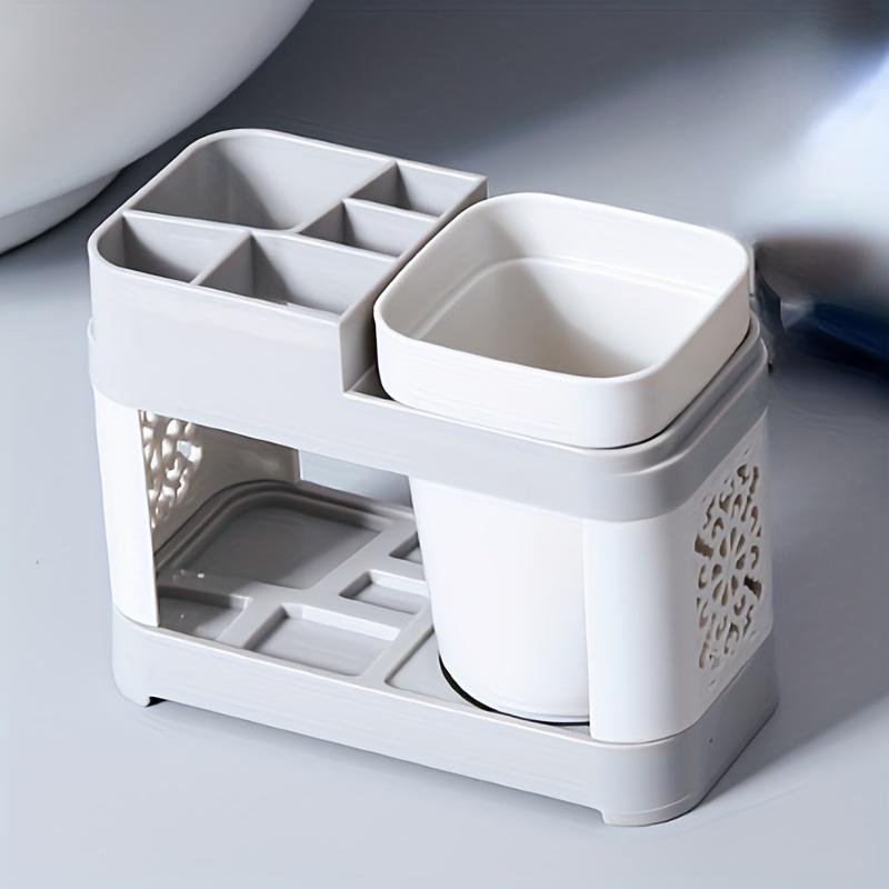 Chic Hollow Design Toothbrush & Toothpaste Holder Set with Drain - Ideal for Bathroom Organization, Home Decor