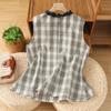 Chic Plaid Sleeveless Wood Ear Trim Vest - Summer 2025 Women's Fashion