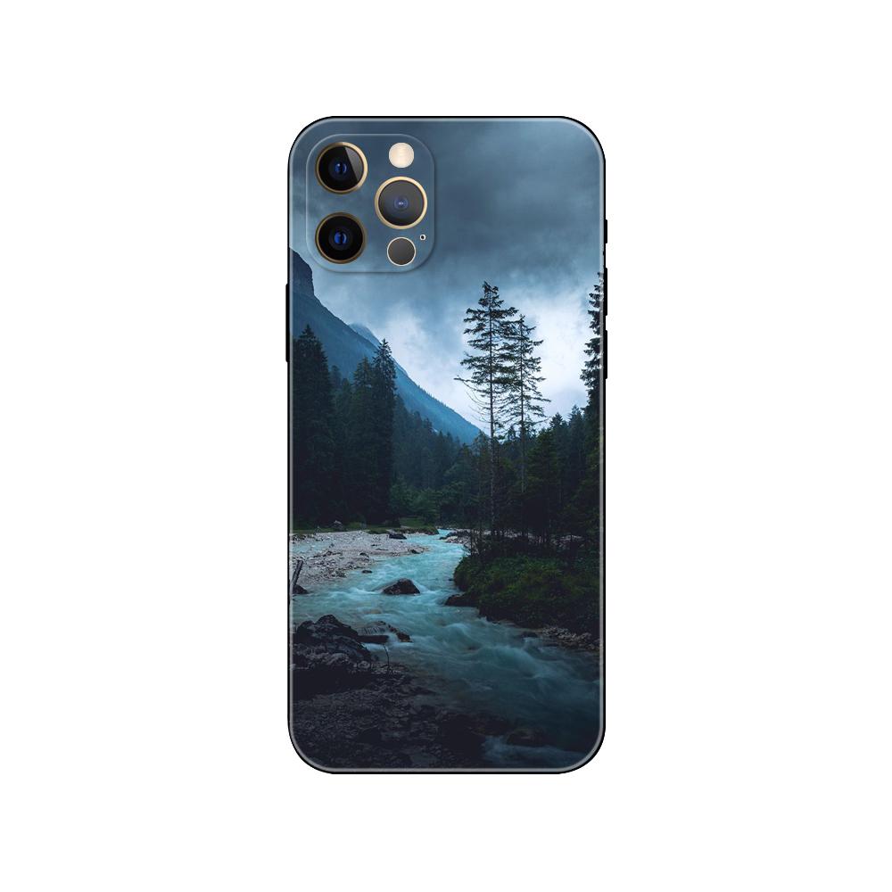 mountain landscape phone case for iphone 14 5s 2020se 6 6s 7 8 plus x 10 XR XS 11 12 13 mini pro MAX black tpu back cover
