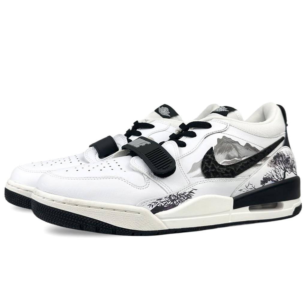 Jordan Legacy 312 Mesh, Leather Abrasion Resistant Low top Vintage Basketball Shoes Men's Black White CD7069-110(Team40-)