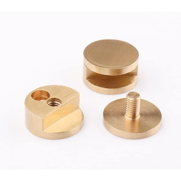 Ackron Mirror Brackets, 4Pcs Aluminum Wall Mount, Gold, 5-11mm Thick Glass, Round Shape