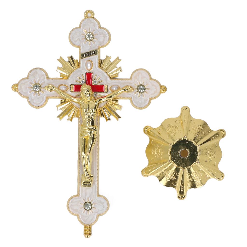Metal Enamel Crosses Enamel Coating Anti Rust Gold White Crosses Wall Decor for Dining Table