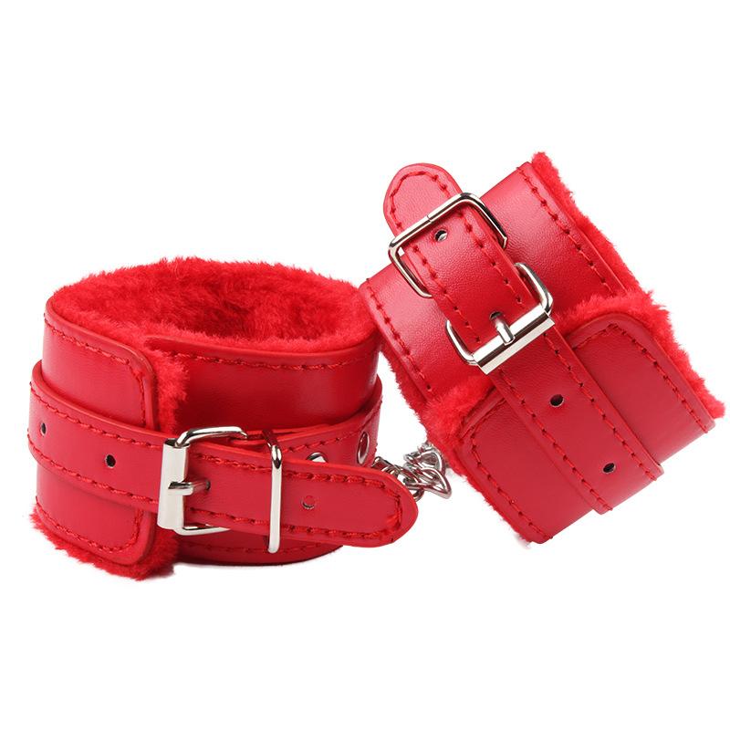 Adult sex toys PU leather plush handcuffs binding and binding handcuffs SM sex toys 18+