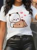 Women Cute Brown Bear T-Shirt Bubu Dudu Casual Short Sleeve All Season Tee