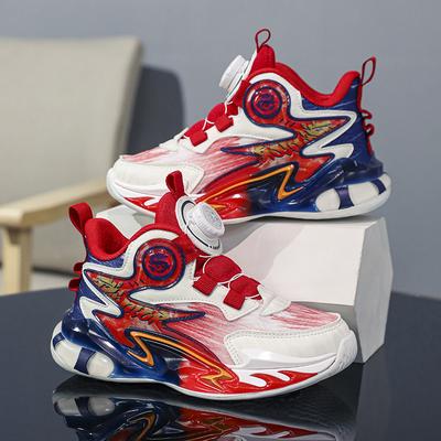 Children's Shock-absorbing Basketball Shoes Girls New Students Net Face Button Sports Shoes Casual Non-slip Running Shoes