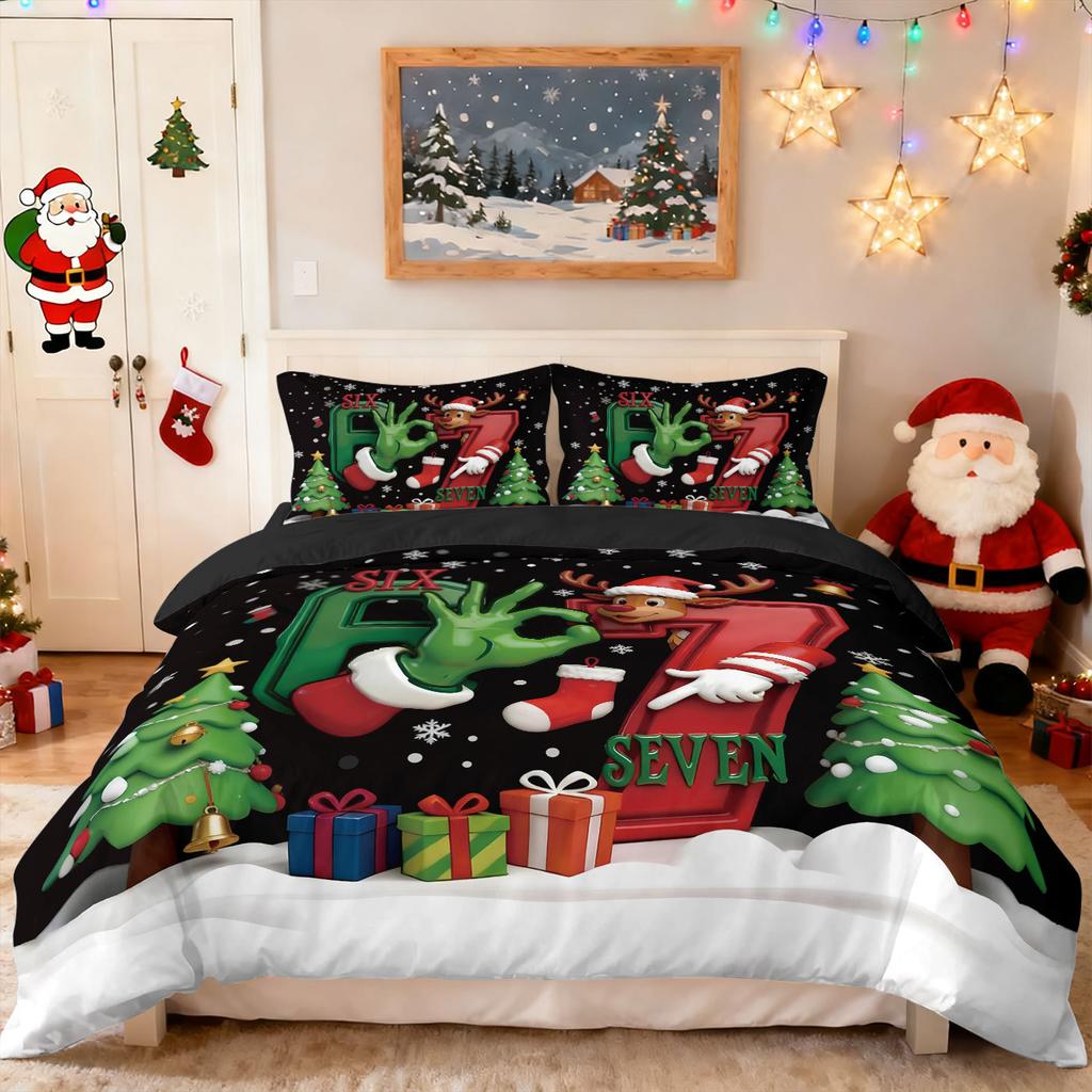 Bed Three-Piece Set Green Hair Monster Hand Pillow Cover Quilt Cover Digital Printing Bedding