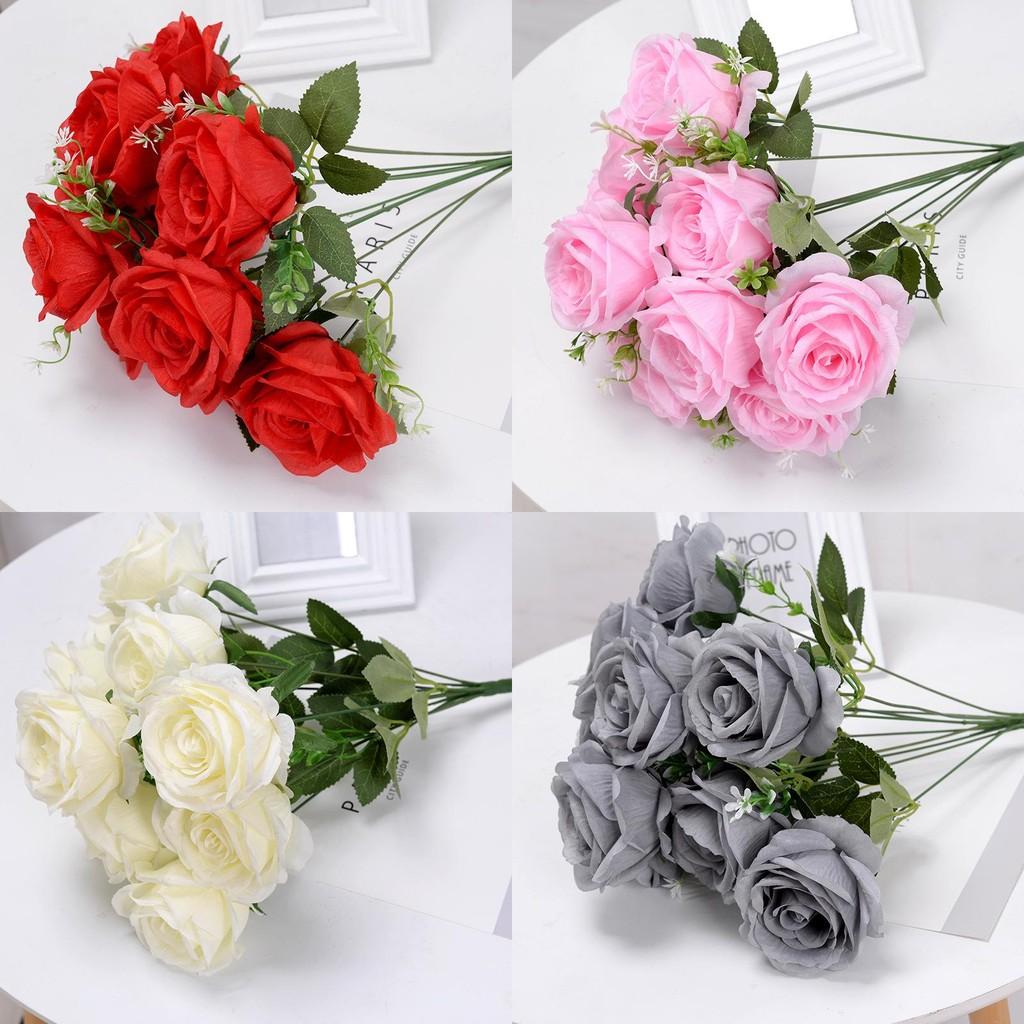 Head Artificial Ten Rose Flowers For Weddings Home Decor And Decoration Hotel