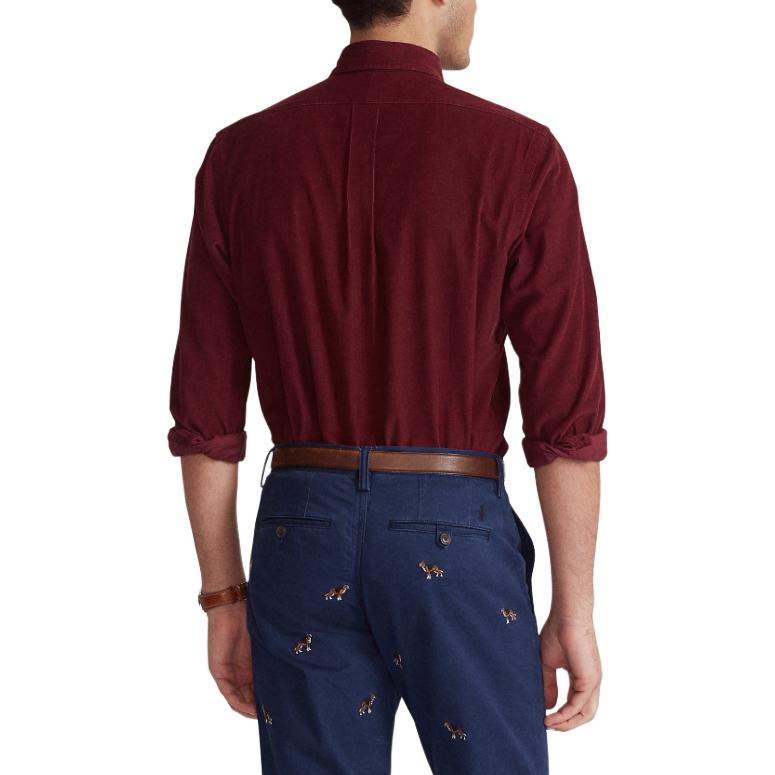 Polo Ralph Lauren Solid Color Logo Embroidered Polo Collar Single-Breasted Long Sleeve Shirt Men shirts 710815620-004