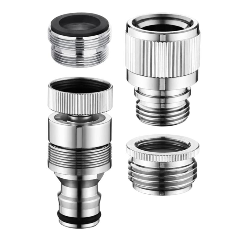 Набор из 4 адаптеров для смесителя для садового шланга и душа, быстроразъемные соединения, съемный адаптер аэратора из нержавеющей стали 1