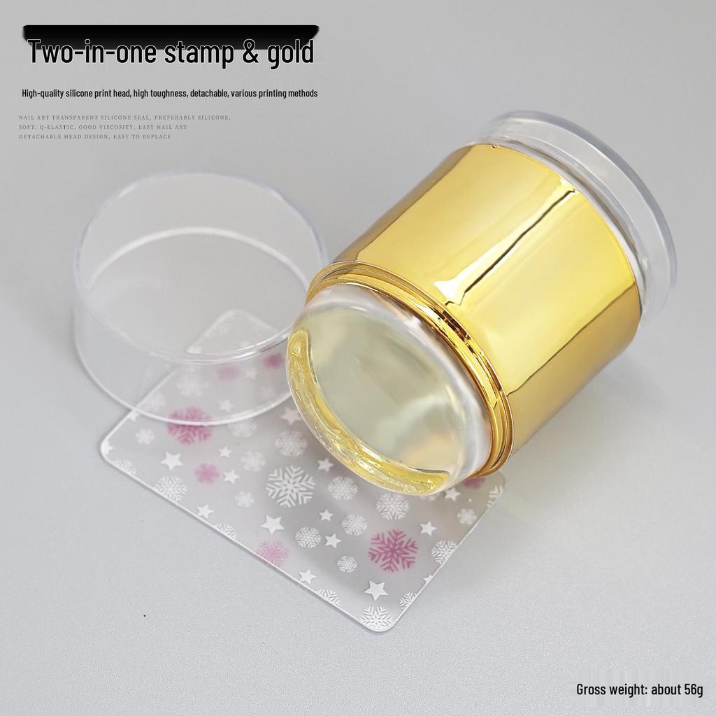 Large Silicone Nail Art Stamp with Lid - Single/Double Head French Design DIY Stamping Tools