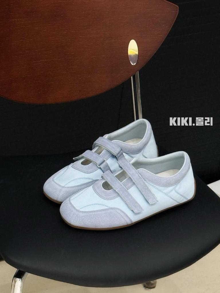 New Retro Round Head Velcro Ballet Shoes Women's Flat Single Shoes Mary Jane Shoes Women