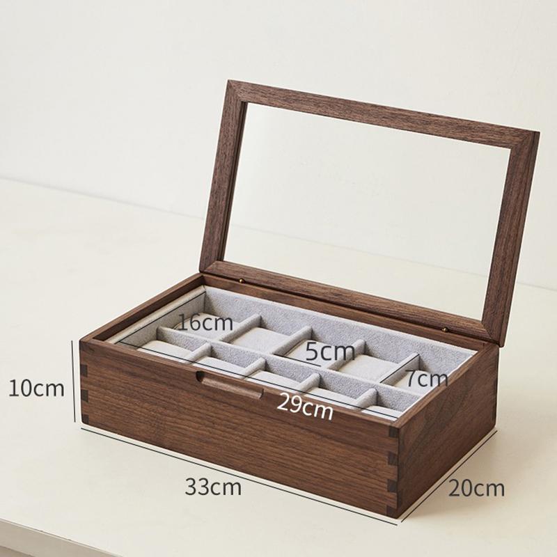 Solid Wood Watch Storage Box Black Walnut Wood Wrist Watches Jewelry Collection Boxes Watch Organizer Display Case Gifts for Man