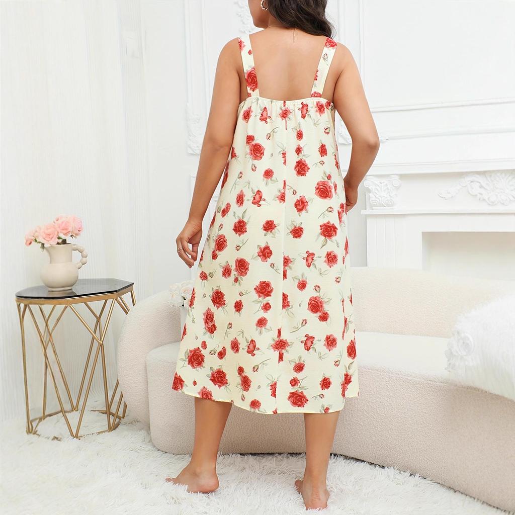 Plus Size Women's Sexy Sling Nightgown - Long, Comfy, Fashionable Homewear