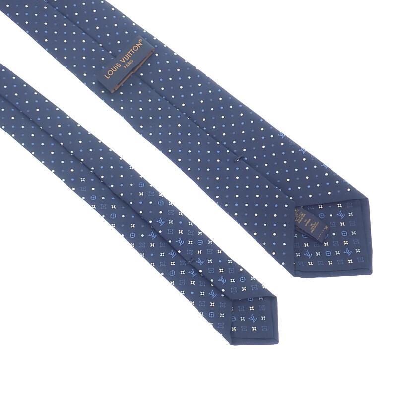 Louis Vuitton M76844 Monogram Tie Navy Silk Mens