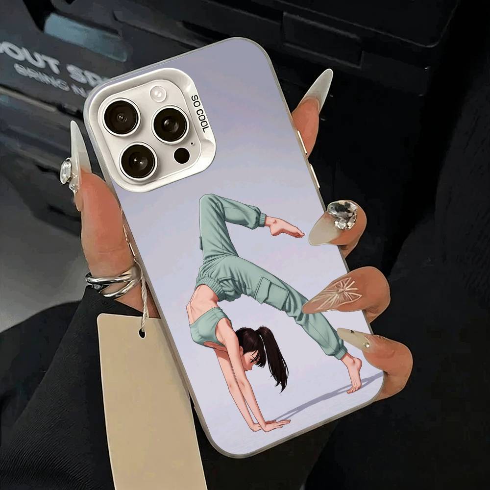 GYM Girl Phone Case For iPhone 11 12 13 14 15 16Pro Max Plus White Sliver Phone Cover