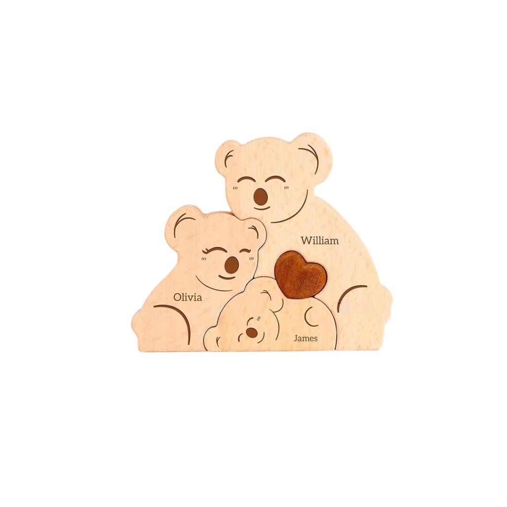 Wooden Family Puzzle Set, Home Decor, Carved Ornament, Party Decoration