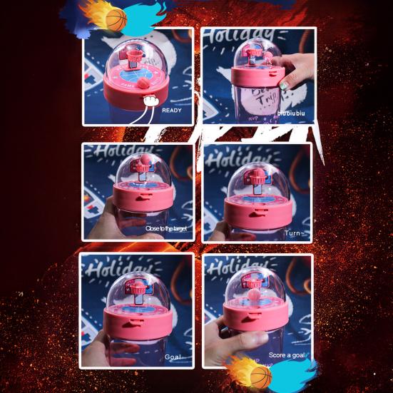 Basketball Shot Water Bottle with Mini Hoop 500ml Portable Sports Cup Creative Outdoor Gift for Kids Students