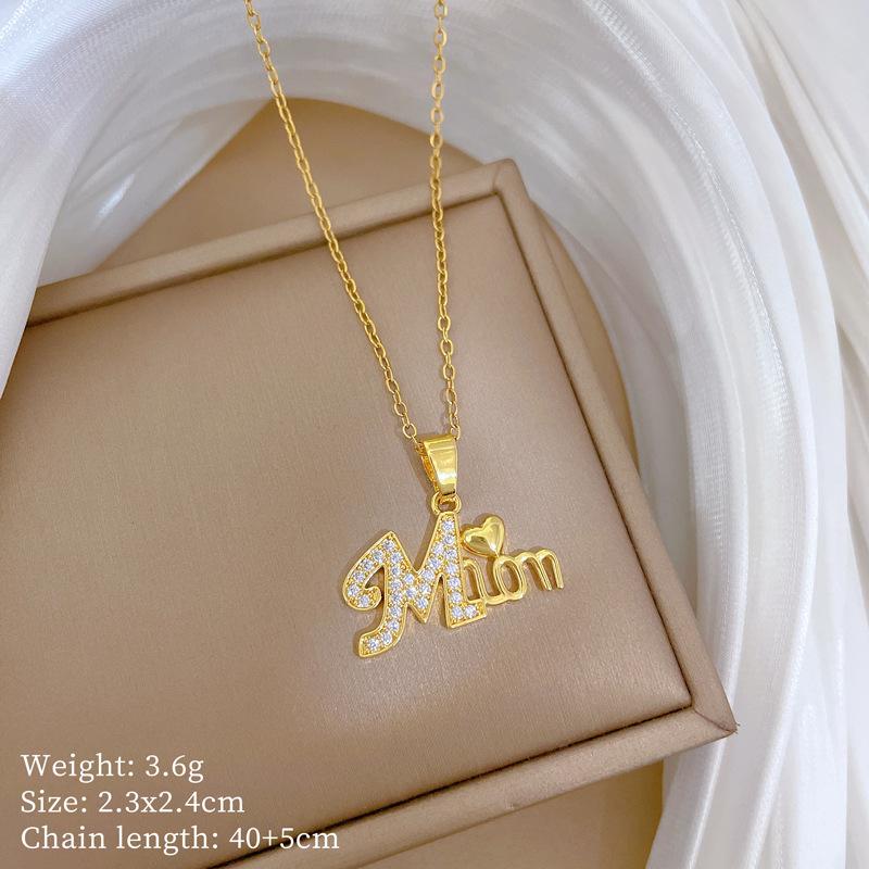Copper Micro-Inlaid Love Fashion Light Luxury Temperament Gorgeous Full Diamond Necklace Female Versatile Collarbone Chain Titanium Steel