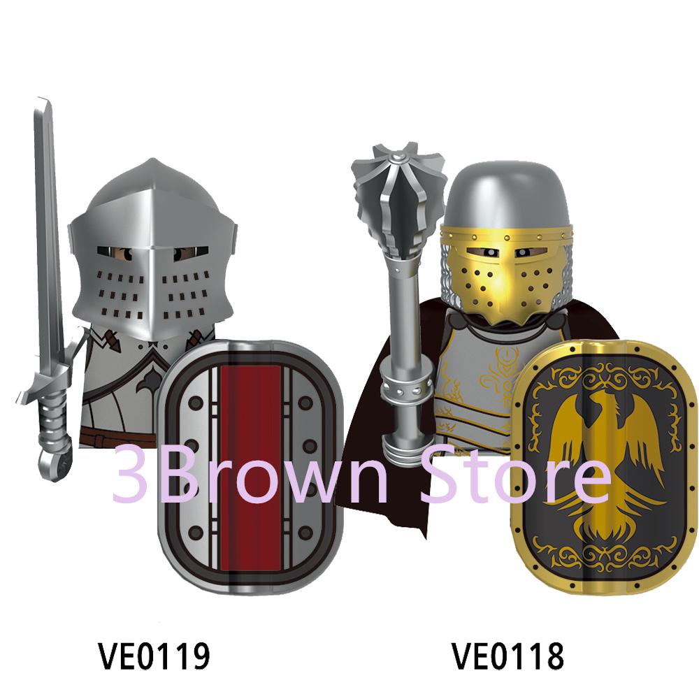 Medieval Building Blocks Accessories MOC Castles Dragon Knights Army Soldiers Warrior Helmets Shields Armors Axes Toy Gift S038