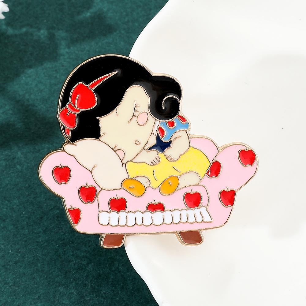 Disney Anime Cartoon Figure Brooch Snow White Mickey Minnie Enamel Badge for Backpack Clothing Lapel Pins Accessories Gifts