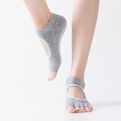 "Damen Rückenfreie Anti-Rutsch Zehensocken für Yoga & Pilates, Fünf-Zehen-Design für Frühling & Sommer"